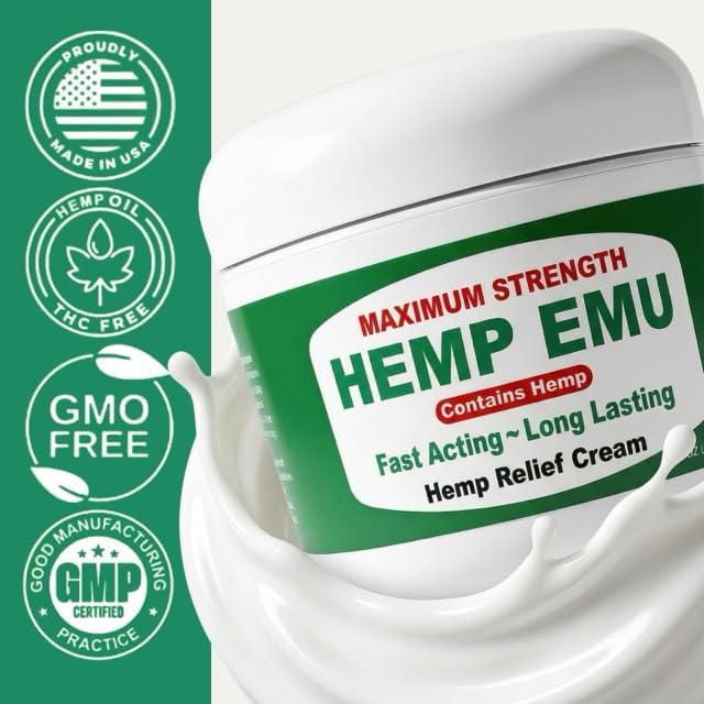 Hemp Emu Joint & Muscle Cream – Hemp & Emu Oil Relief, 4oz