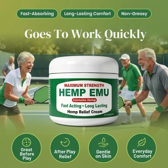 Hemp Emu Joint & Muscle Cream – Hemp & Emu Oil Relief, 4oz