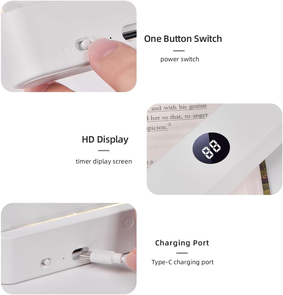 Rechargeable LED Book Light – 3 Colors, Dimmable & Timer