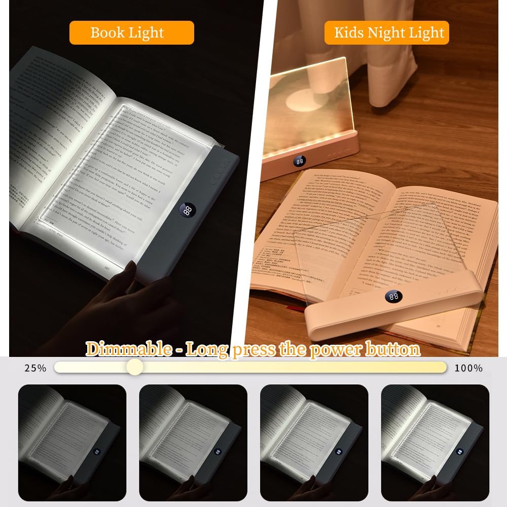 Rechargeable LED Book Light – 3 Colors, Dimmable & Timer