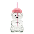 Glass Bear Cup with Lid & Straw – Pink, 20oz