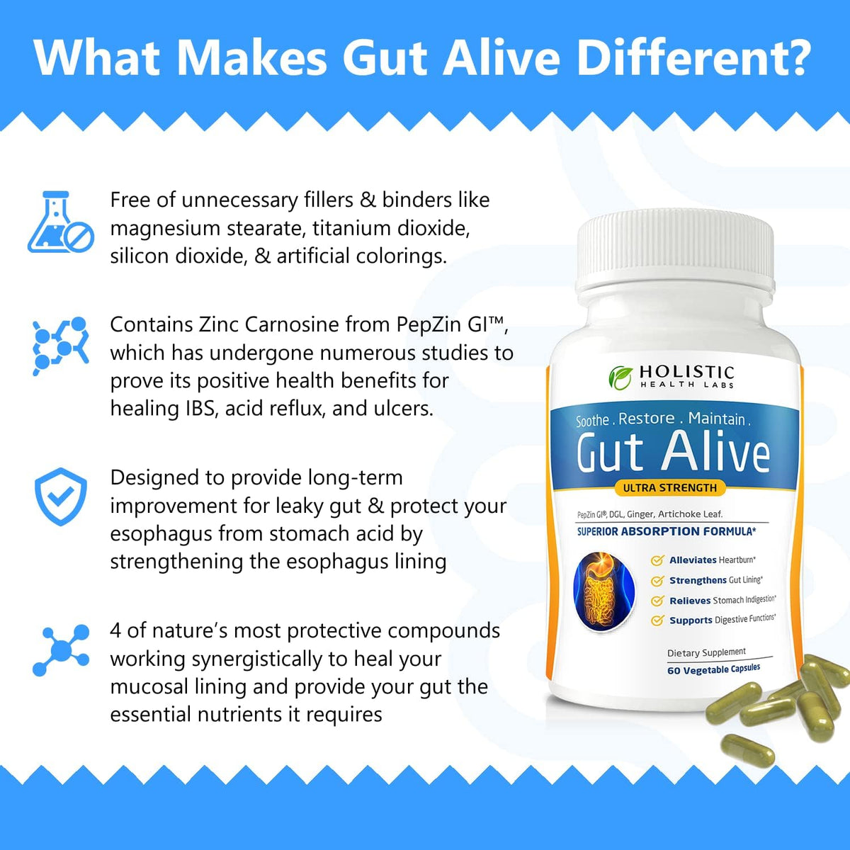 Holistic Health Labs Gut Alive – Gut Lining Support, 60ct