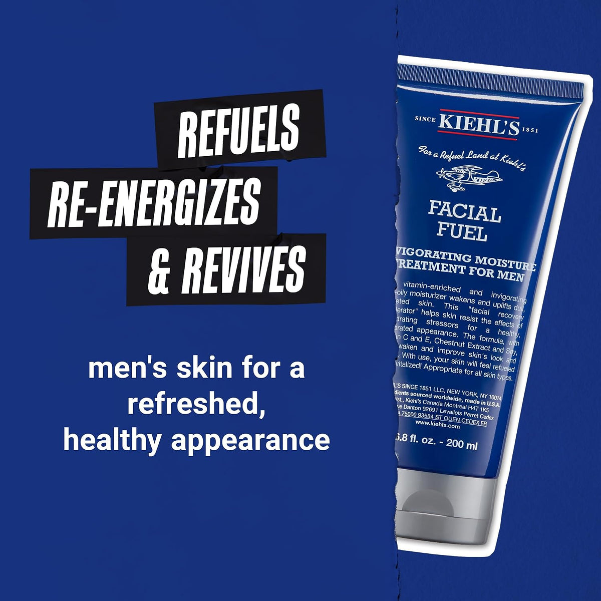 Kiehl's Facial Fuel Men's Energizing Moisturizer – Vitamin C & Caffeine, 75ml