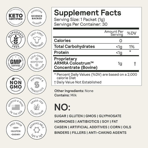 ARMRA Colostrum Premium Powder – Grass Fed Gut Health & Immunity Support