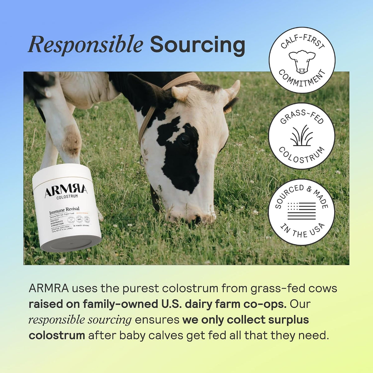 ARMRA Colostrum Premium Powder – Grass Fed Gut Health & Immunity Support