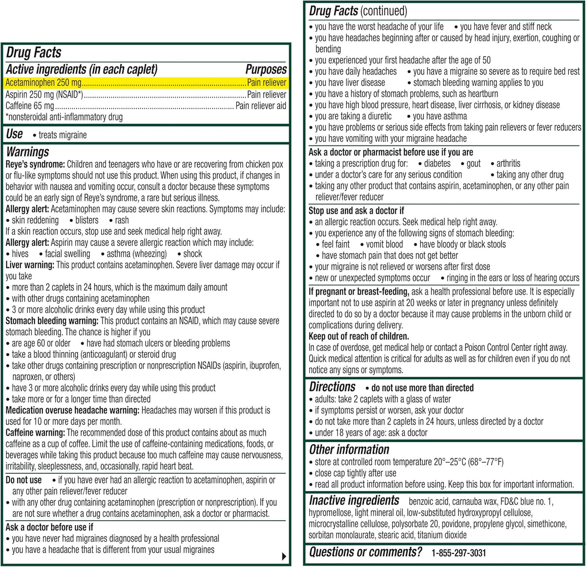 Excedrin Migraine Relief Caplets – 200 Count