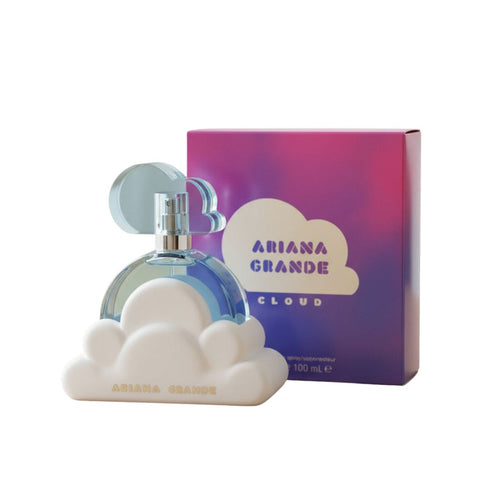 Ariana Grande Cloud perfume bottle and packaging on a white background