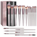 Makeup brush set with various brush heads and a BSMALL box on a white background