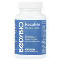 Supplement bottle labeled 'BODYBIO Resolvin' on a white background