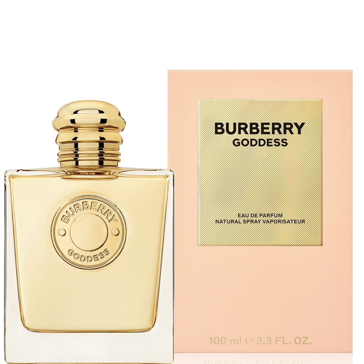 Burberry Goddess perfume bottle and packaging on a white background