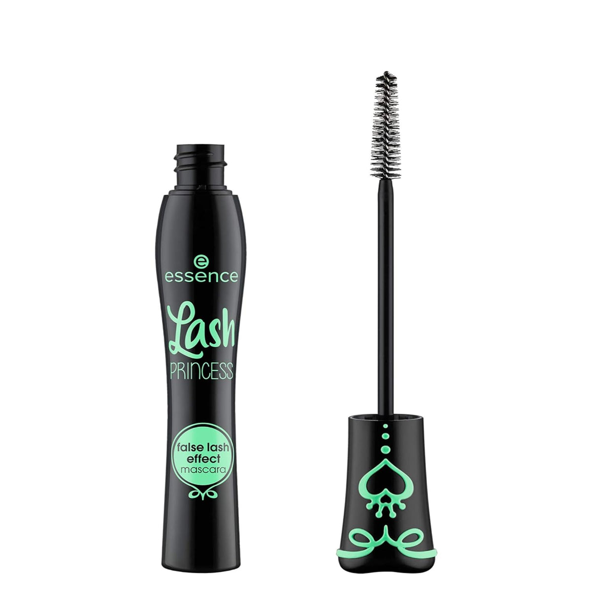 Mascara with black and green design on a white background