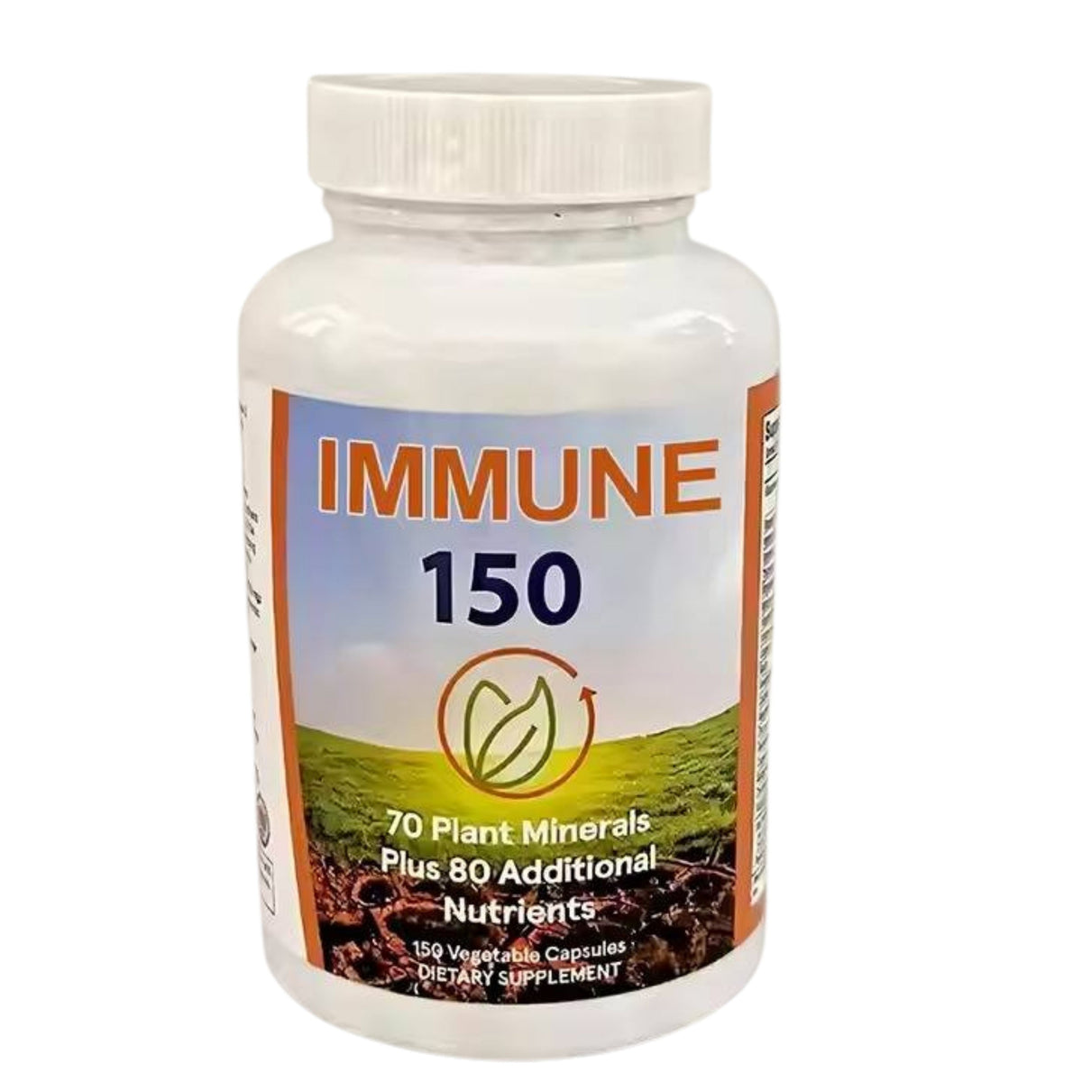 Supplement bottle labeled 'Immune 150' on a white background