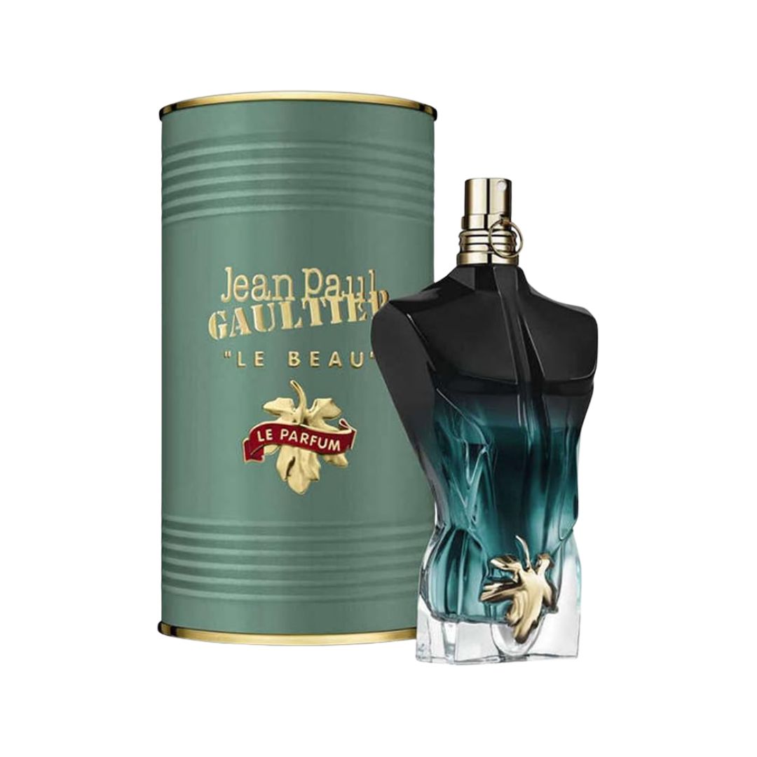 Jean Paul Gaultier perfume bottle and packaging on a white background