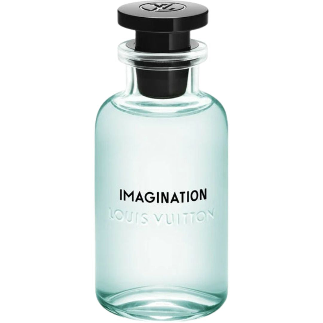 Louis Vuitton 'Imagination' perfume bottle on a white background