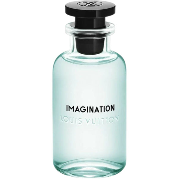 Louis Vuitton 'Imagination' perfume bottle on a white background