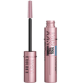 Pink mascara with brush on a white background