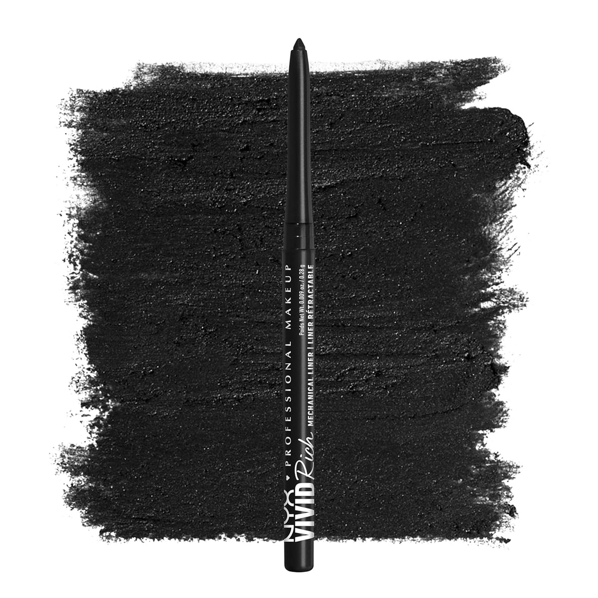 Black eyeliner pencil on a textured black background