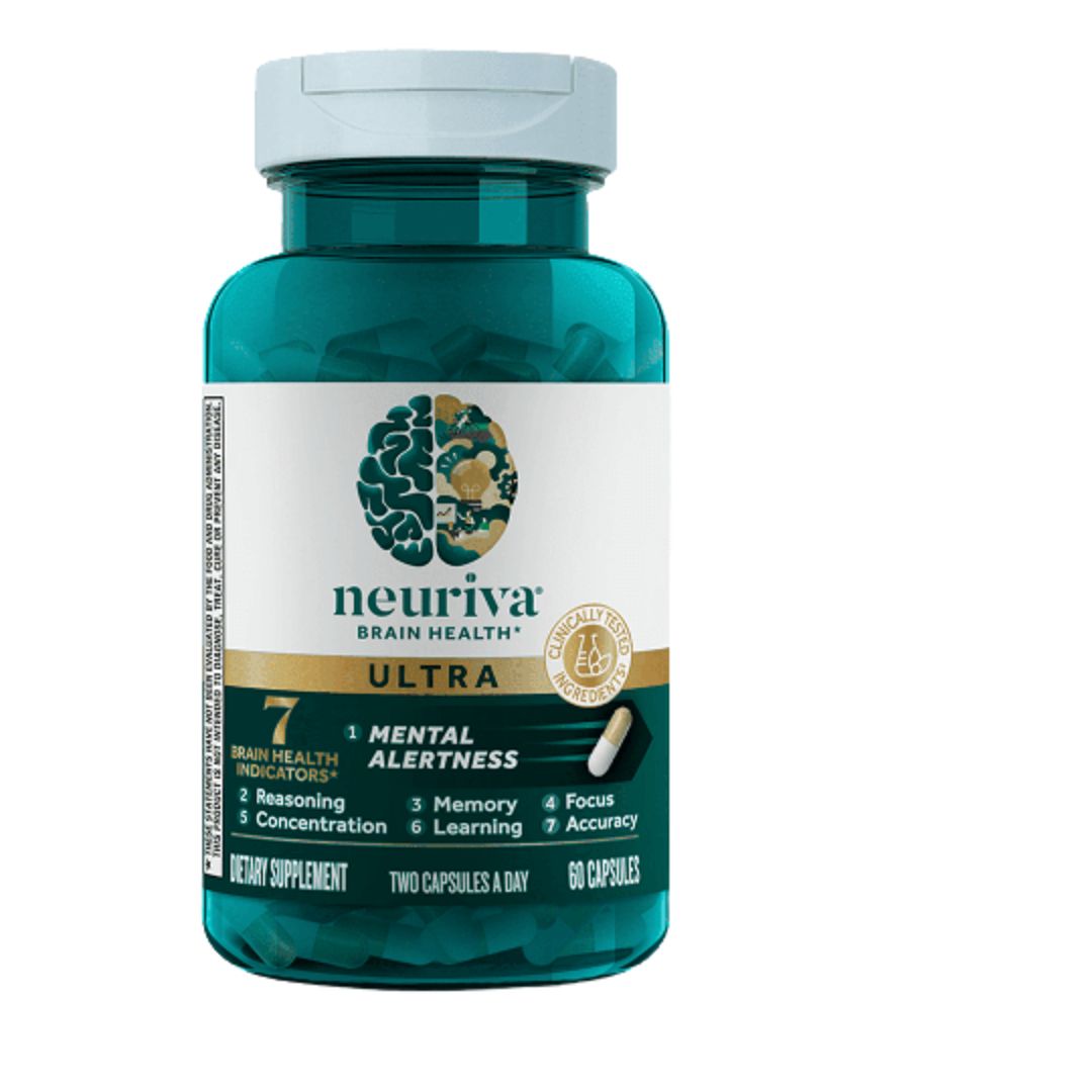 Neuriva brain health supplement bottle on a white background