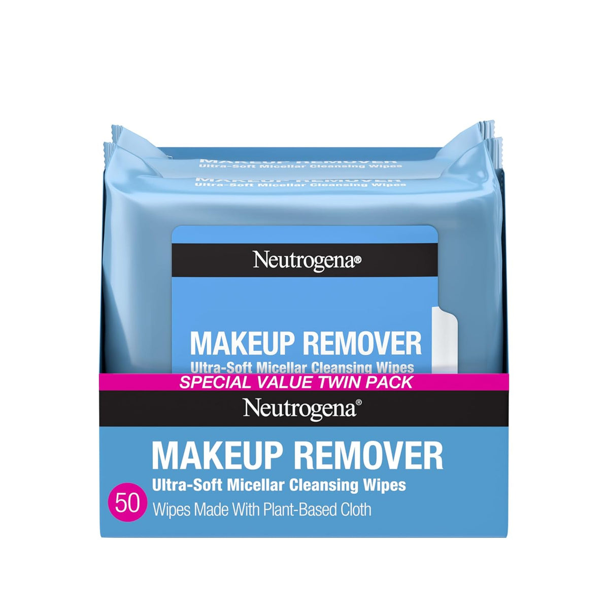 Neutrogena makeup remover wipes packaging on a white background