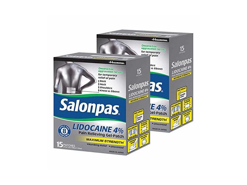 Salonpas Lidocaine 4% Max Strength Gel-Patch – 15ct