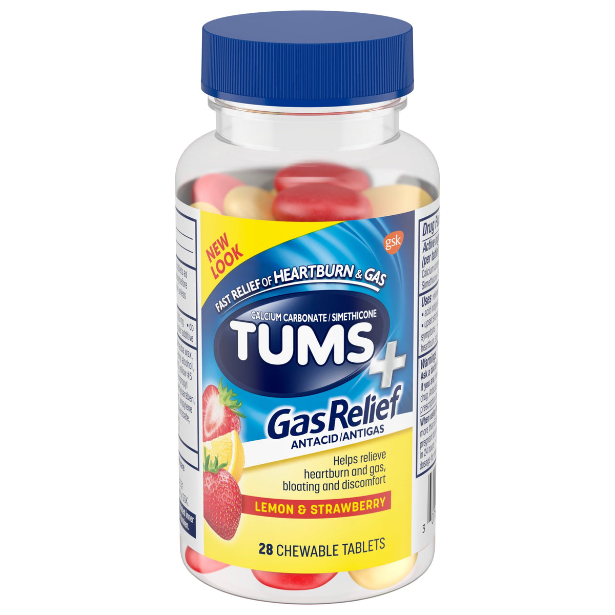 TUMS Plus Gas Relief Chewy Bites – Lemon & Strawberry, 28ct