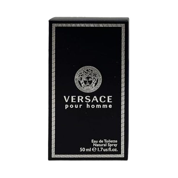 Versace pour homme perfume packaging on a white background