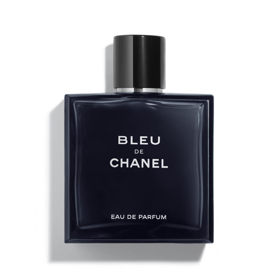 Bleu de Chanel eau de parfum bottle on a white background