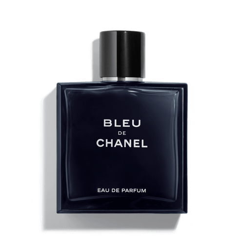 Bleu de Chanel eau de parfum bottle on a white background