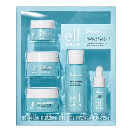 elf Skin skincare mini kit with various products in a blue box