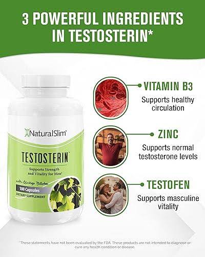 NaturalSlim Testosterin Testosterone Support – 180 Capsules