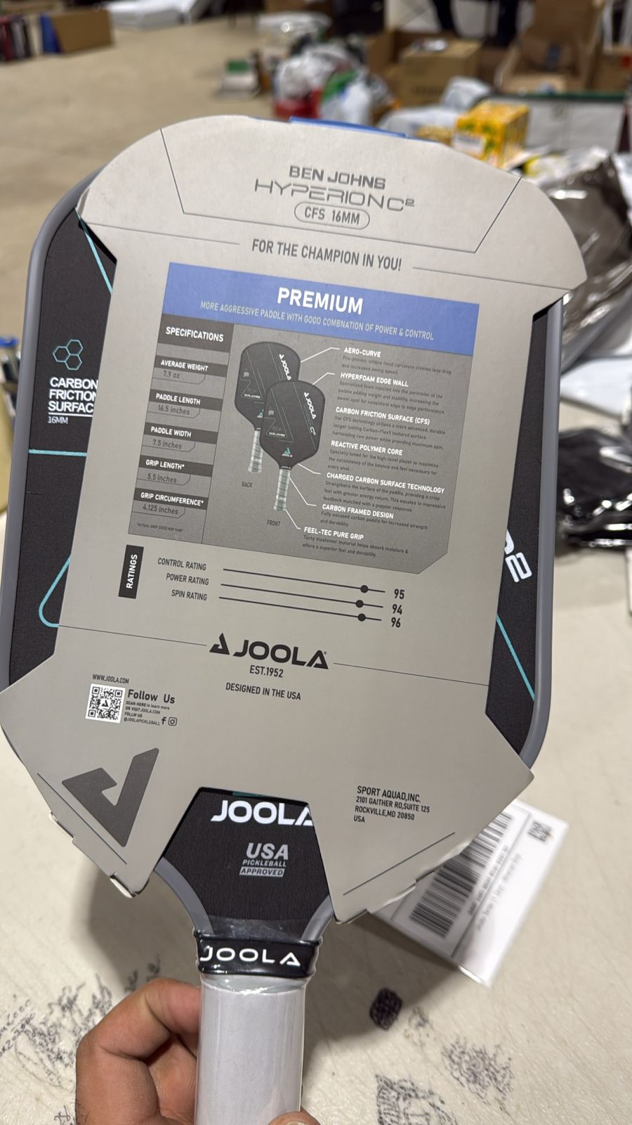 JOOLA Ben Johns Hyperion C2 CFS 16mm Pickleball Paddle
